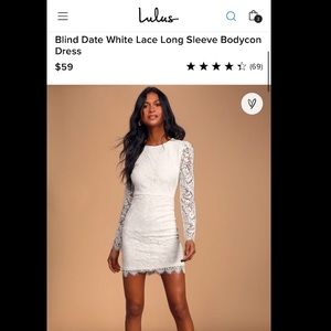 Blind Date White Lace Long Sleeve Bodycon Dress